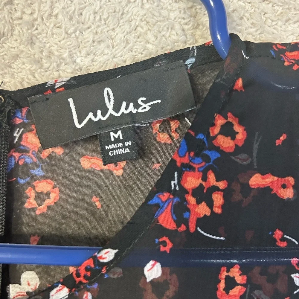 Lulus Floral to See Black Floral Print Long Sleeve Mini Dress Size Medium